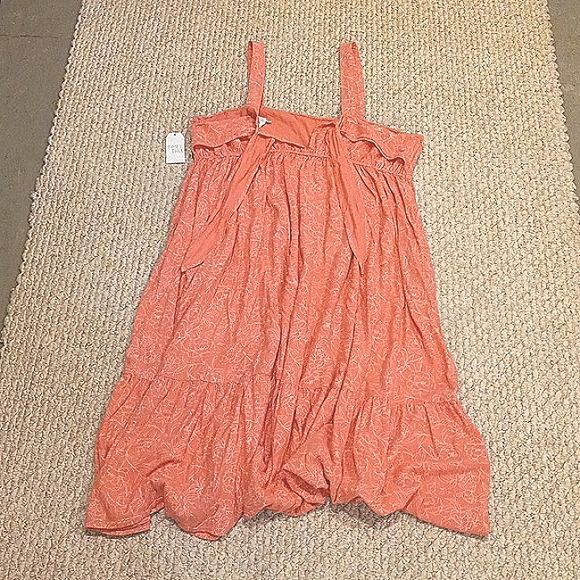 Beach Summer Printed Pink Linen Dress Flowy Midi Plus Size with pockets Preppy - Picture 5 of 11